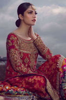 Crimson Kaamdani Silk Gharara Set (3-Piece) - Image 5