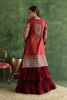 Pakistani Regal Red Embroidered Silk & Net Gharara (3-Piece) - Image 4