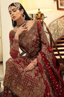 Cherry Red Embellished Silk Bridal Gharara (3-Piece) - Image 6
