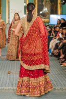 Red and Gold Embroidered Tissue Gharara (3-Piece) - Image 3