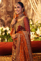 Pakistani Red Zardozi Velvet Gharara Set (3-Piece) - Image 8