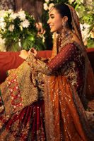 Pakistani Red Zardozi Velvet Gharara Set (3-Piece) - Image 9