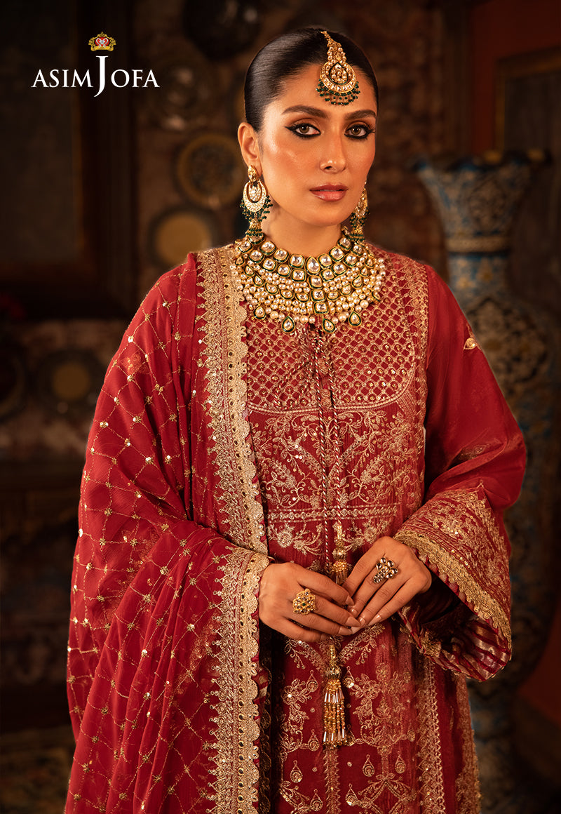 Deep Red Velvet Embroidered Gharara Set (3-Piece) - Image 6