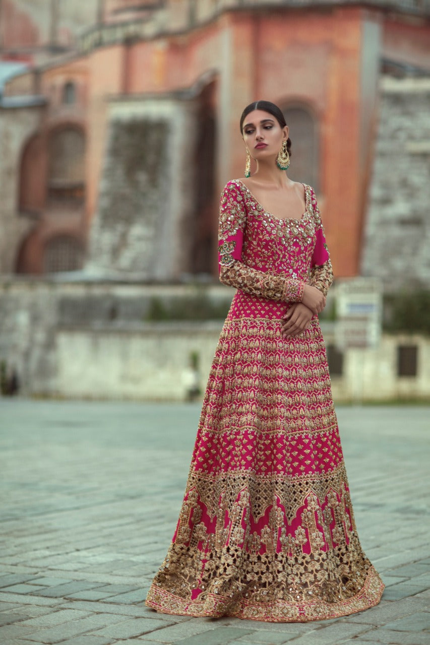 Vermillion Zardozi Jamawar Bridal Gown (2-Piece) - Image 1