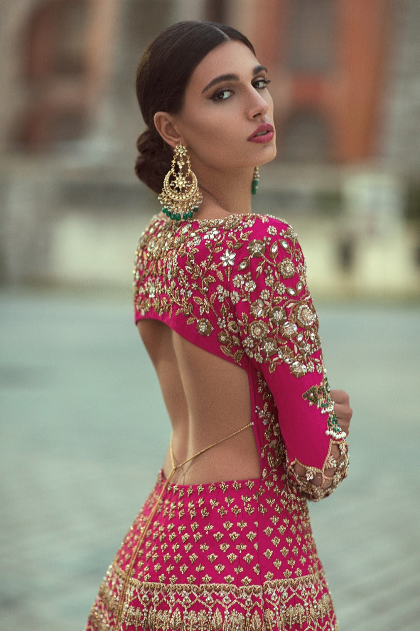 Vermillion Zardozi Jamawar Bridal Gown (2-Piece) - Image 2