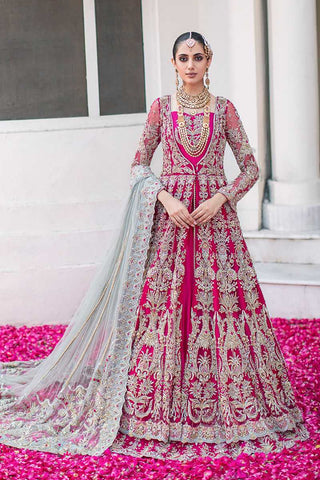 Pakistani Red Zardozi Embellished Silk Bridal Gown (2-Piece) - Image 2