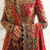 Crimson Zardozi Embroidered Silk Blend Bridal Gown (2-Piece) - Image 4