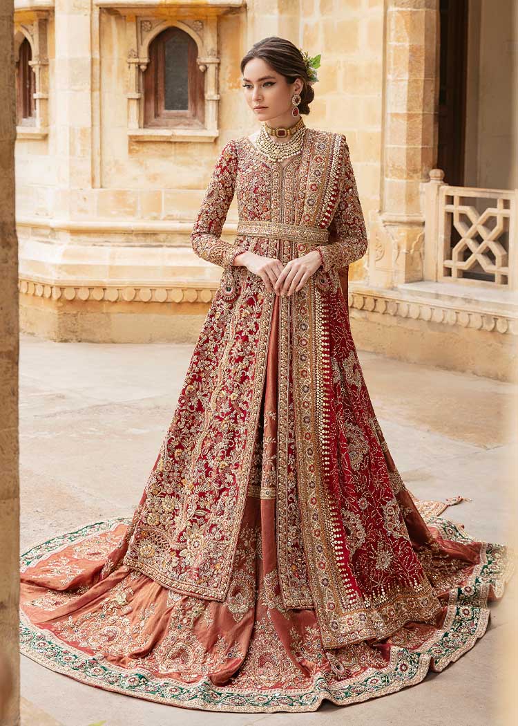 Raspberry Red Embroidered Organza Silk Bridal Gown (2-Piece) - Image 1