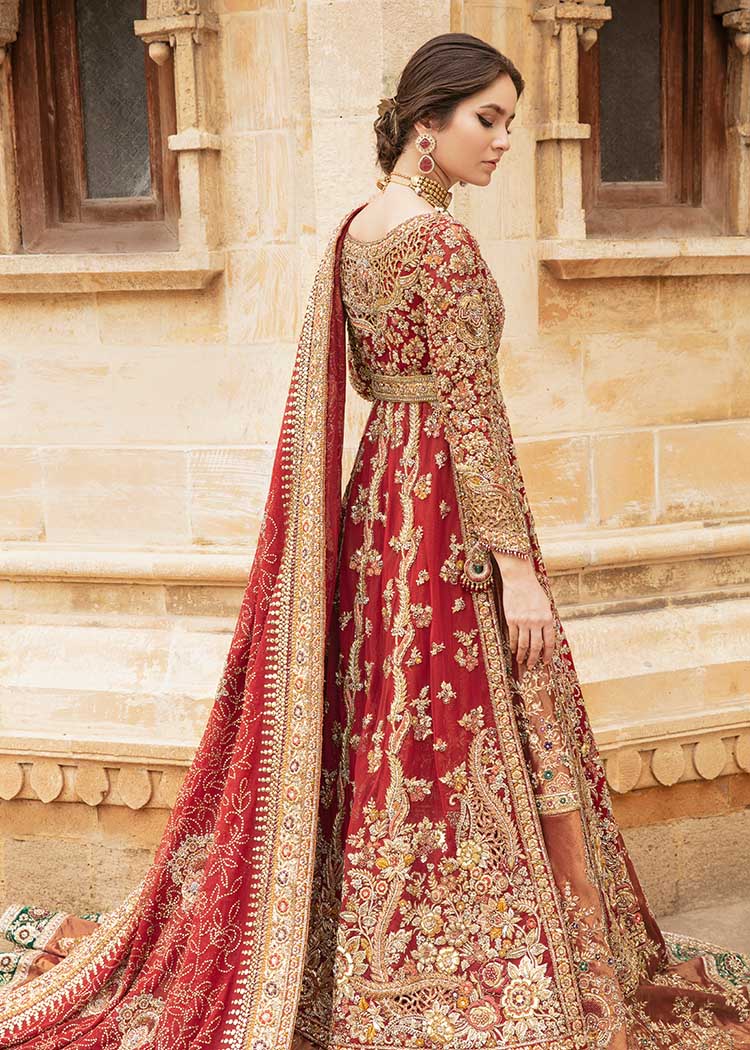 Raspberry Red Embellished Silk Bridal Gown (2-Piece) - Image 2