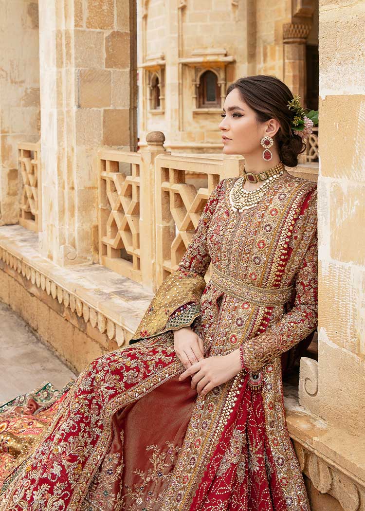 Raspberry Red Embellished Silk Bridal Gown (2-Piece) - Image 3