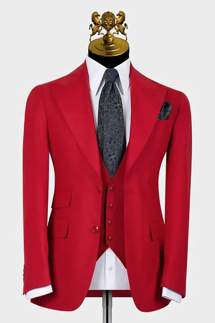 Venetian Red Fine Wool Blend 3-Piece Suit (Groom) - Image 1