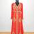 Pakistani Red Embroidered Georgette Moroccan Kaftan (2-Piece) - Image 2