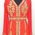 Pakistani Red Embroidered Georgette Moroccan Kaftan (2-Piece) - Image 3