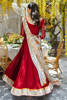 Carmine Red Embroidered Khaddi Net Kalidaar (3-Piece) - Image 11