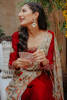 Carmine Red Embroidered Khaddi Net Kalidaar (3-Piece) - Image 4