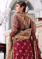 Pakistani Red Zardozi Tilla Banarsi Farshi Lehenga (3-Piece) - Image 5