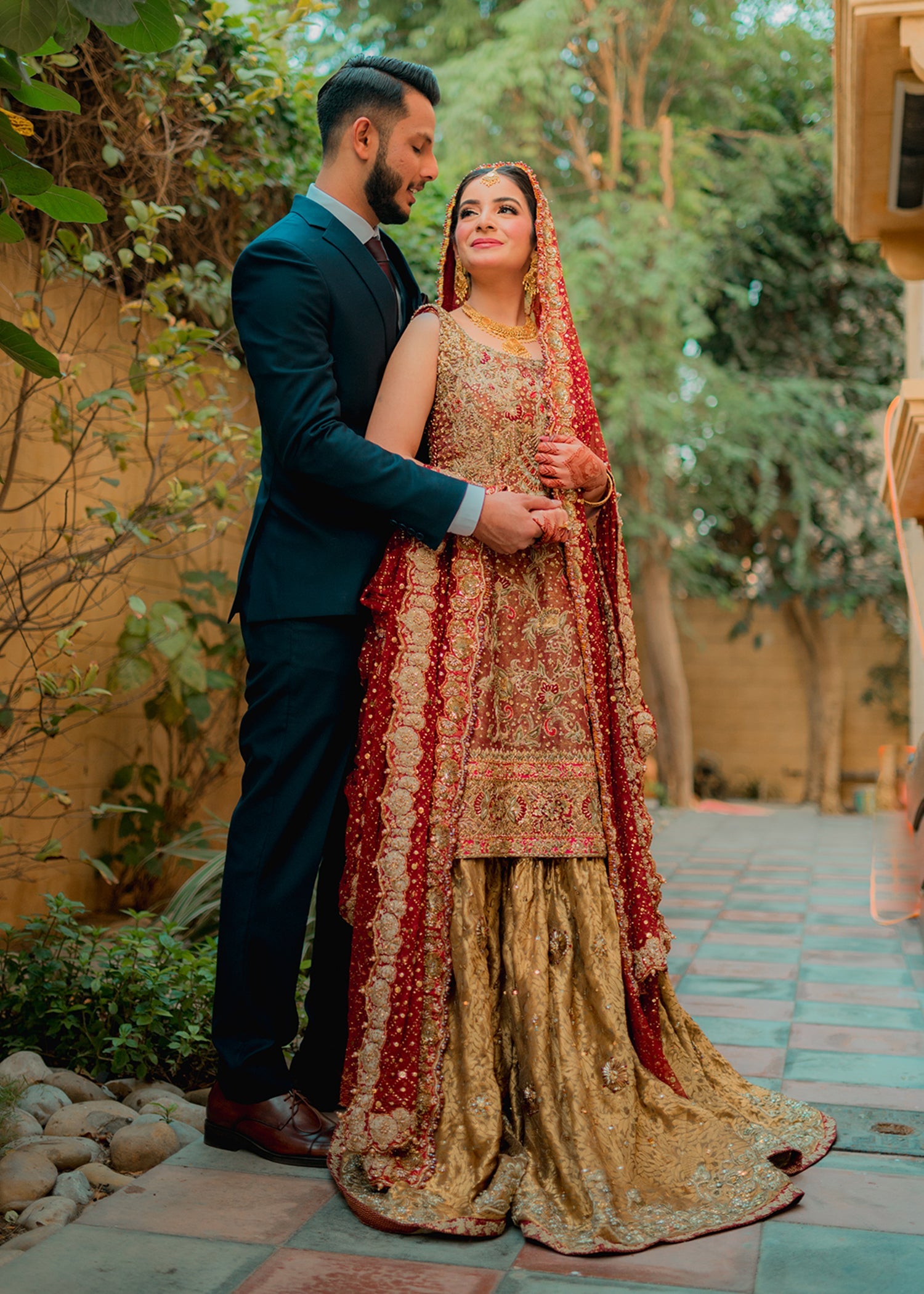 Deep Red Zardozi Brocade Bridal Lehenga (3-Piece) - Image 10