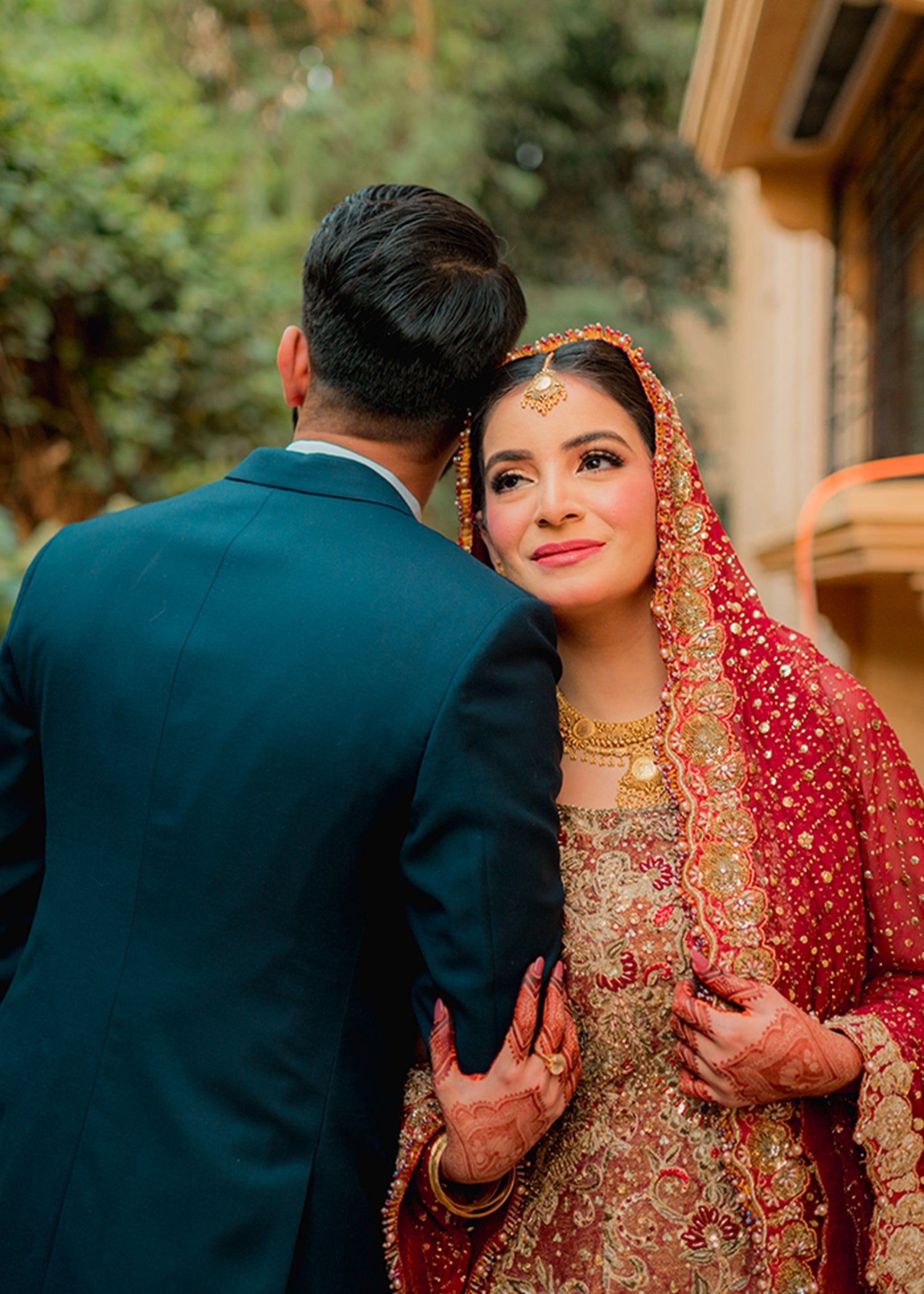Deep Red Zardozi Brocade Bridal Lehenga (3-Piece) - Image 6