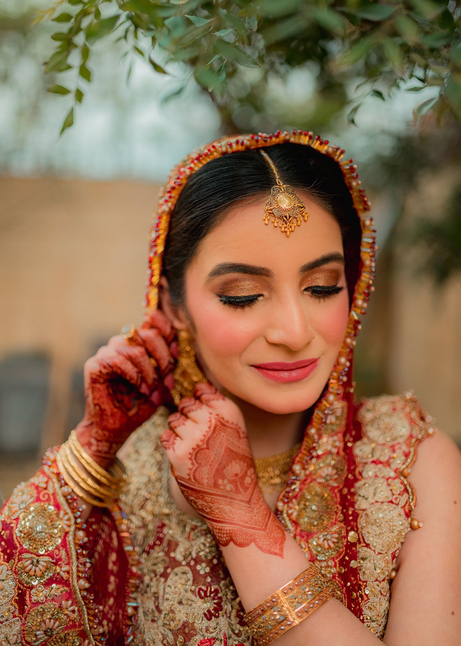 Deep Red Zardozi Brocade Bridal Lehenga (3-Piece) - Image 8