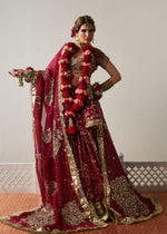 Wine Red Embellished Chanderi Silk Lehenga (3-Piece) - Image 2