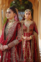 Deep Red Chattapatti Chiffon Pishwas Lehenga (3-Piece) - Image 8