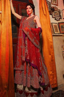 Rust Antique Work Chiffon Lehenga Set (3-Piece) - Image 2