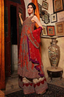 Rust Antique Work Chiffon Lehenga Set (3-Piece) - Image 3