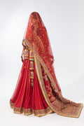 Pakistani Scarlet Zardozi Chiffon Lehenga Choli (3-Piece) - Image 3