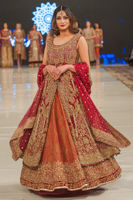 Red Zardozi Chiffon Bridal Gown (3-Piece) - Image 3