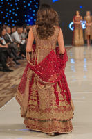 Red Zardozi Chiffon Bridal Gown (3-Piece) - Image 4