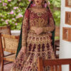 Pakistani Deep Ox-Blood Red Zardozi Kamkhwaab Bridal Lehenga (3-Piece) - Image 2