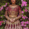 Pakistani Deep Ox-Blood Red Zardozi Kamkhwaab Bridal Lehenga (3-Piece) - Image 5