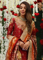 Deep Red Hand-Embellished Katan Silk Lehenga (3-Piece) - Image 3