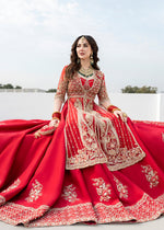 Pakistani Red Embroidered Net & Silk Bridal Lehenga (3-Piece) - Image 7