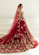 Pakistani Red Zardozi Net & Silk Bridal Peshwas Lehenga (3-Piece) - Image 5