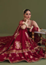 Pakistani Red Embellished Korean Rawsilk Lehenga Choli (3-Piece) - Image 5