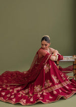 Pakistani Red Embellished Korean Rawsilk Lehenga Choli (3-Piece) - Image 7