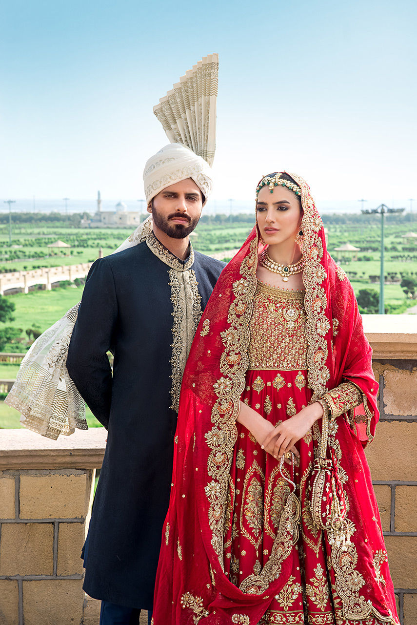 Red Zardozi Masoori Net Silk Bridal Lehenga (3-Piece) - Image 6