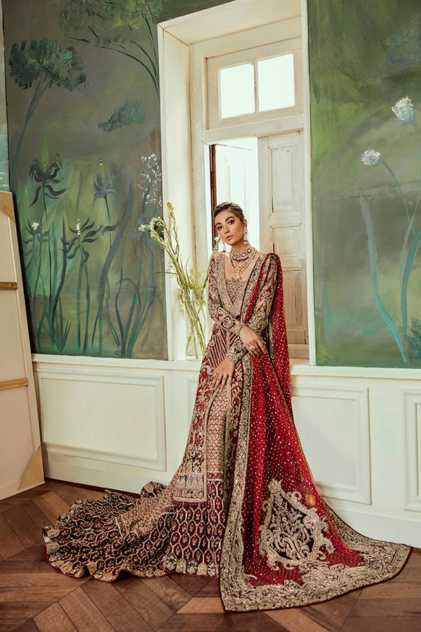 Red Embellished Net Organza Bridal Lehenga (3-Piece) - Image 4