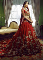 Pakistani Deep Red Zardozi Net & Organza Bridal Lehenga Choli (3-Piece) - Image 5