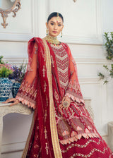 Deep Red Hand-Embellished Net & Organza Bridal Lehenga (3-Piece) - Image 4