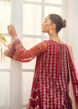 Deep Red Hand-Embellished Net & Organza Bridal Lehenga (3-Piece) - Image 7