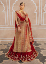 Red Zardozi Net Bridal Lehenga (3-Piece) - Image 2