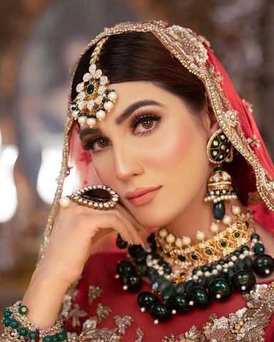 Deep Red Zardozi Net Bridal Lehenga (3-Piece) - Image 5