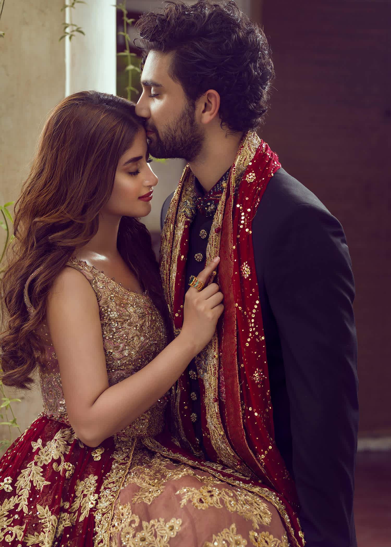 Deep Red Gold Embroidered Bridal Lehenga (3-Piece) - Image 6