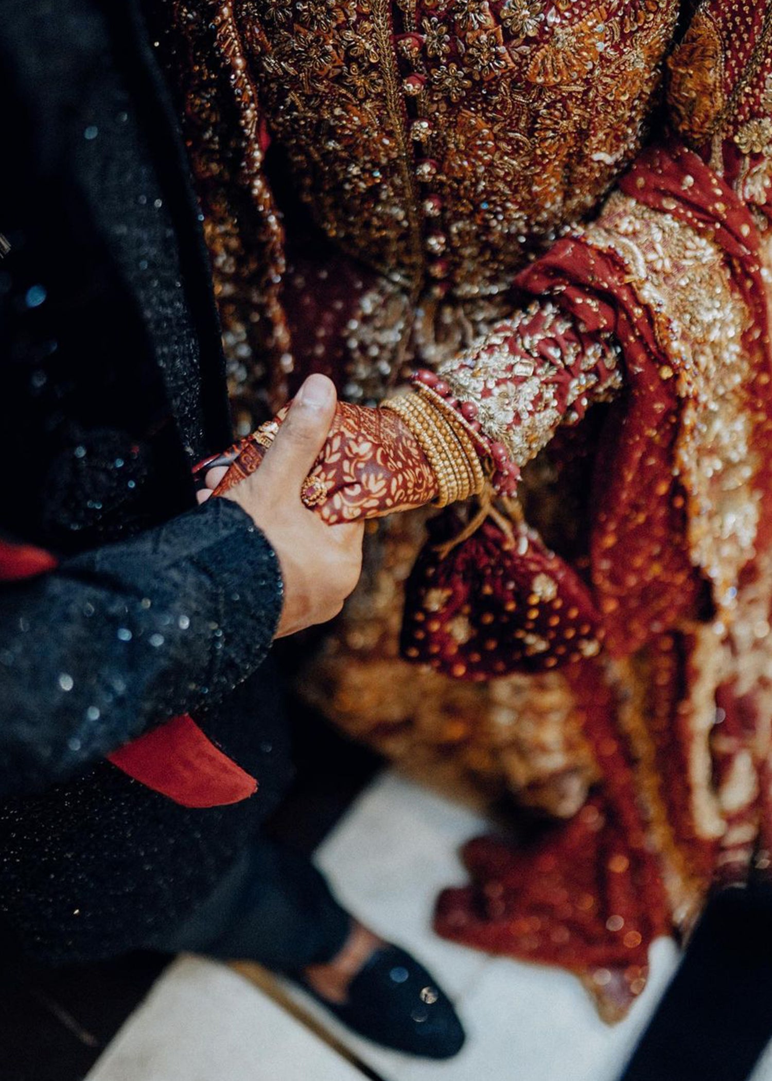 Deep Red Zardozi Net Bridal Lehenga (3-Piece) - Image 10