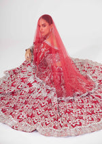 Red Embellished Net Bridal Lehenga (3-Piece) - Image 4