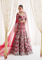 Red Embellished Net Bridal Lehenga (3-Piece) - Image 6
