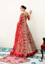 Red Zardozi Embroidered Net Lehenga Choli (3-Piece) - Image 3