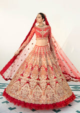 Red Zardozi Embroidered Net Lehenga Choli (3-Piece) - Image 5